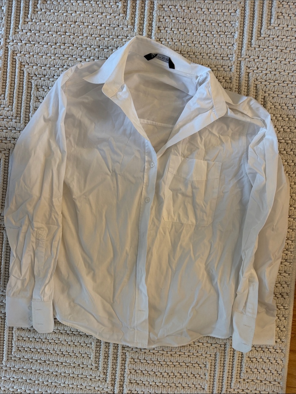 Zara Men's White Long-Sleeve Dress Shirt